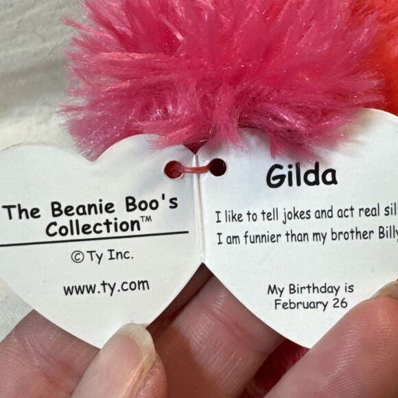 Ty Beanie Boos 9" GILDA Flamingo Stuffed Plush‎ w/ Heart Tags - Picture 7 of 10